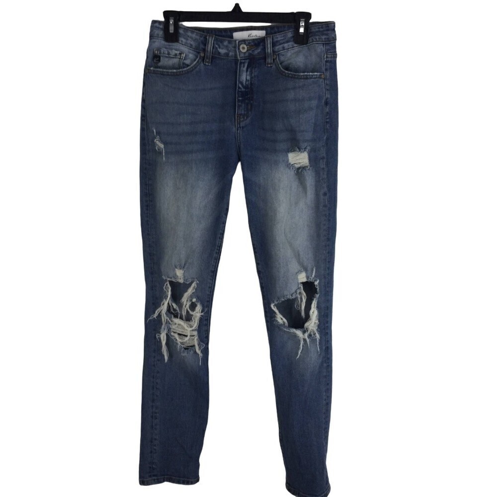 KanCan Cotton Blend Skinny Distressed Blue Denim Jeans Womens Size 26
